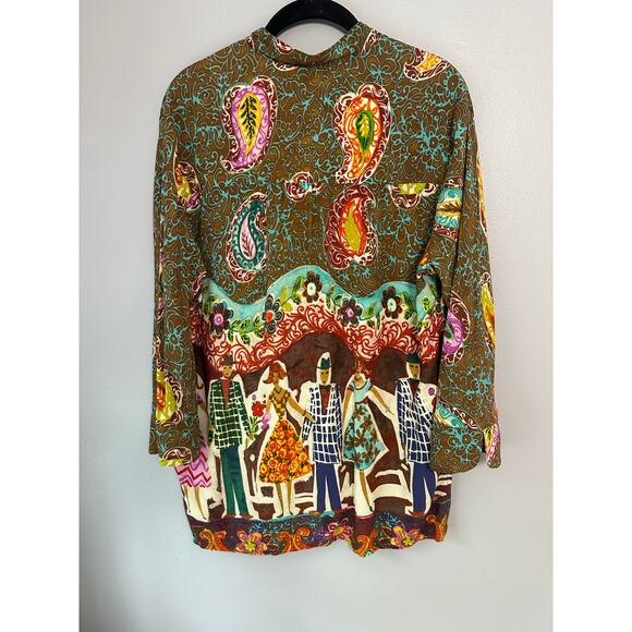 Jams World Jitterbug Women’s Top Size Small Button Front Tunic Art to Wear - Picture 6 of 10